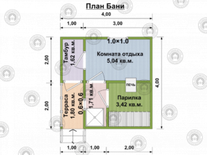 план бани 4*4