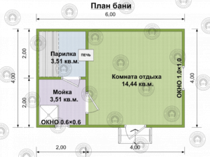 план бани 6 на 4