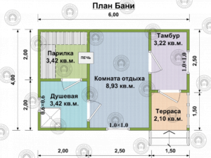 проект бани из бруса 6*4