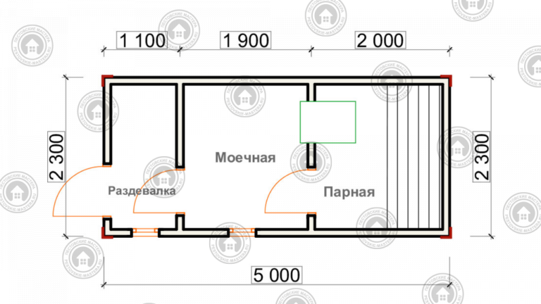 мобильная баня 5 на 2 проект