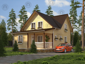 готовый каркасный дом с крыльцом
